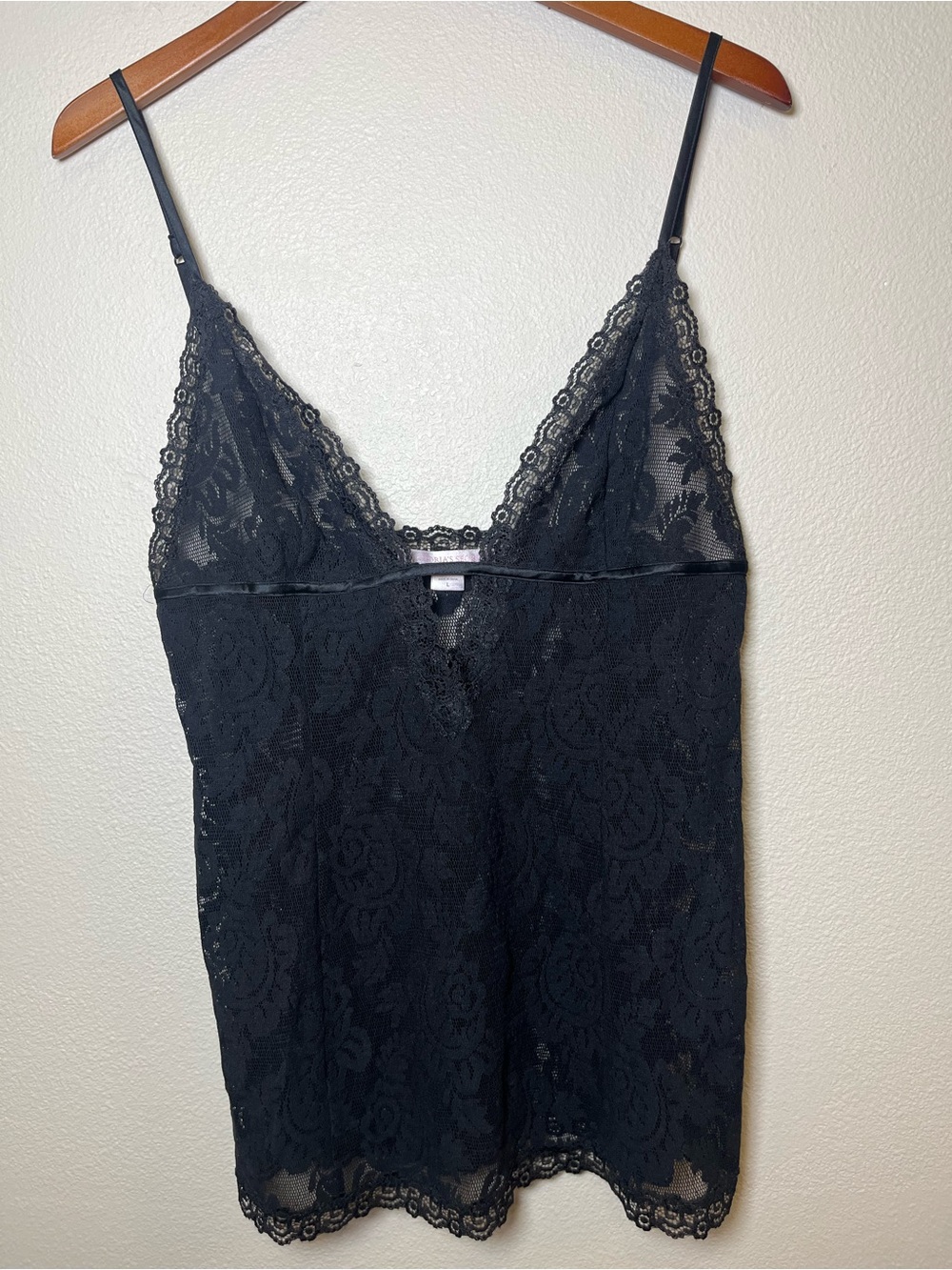 Victoria's Secret Vintage Black Lace V-Neck Chemise